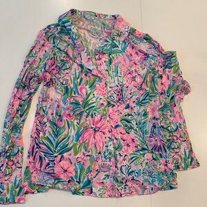 Lilly Pulitzer Pink and Green Floral Pajama top